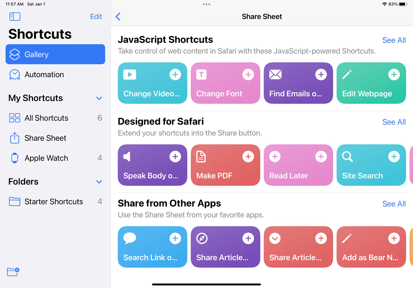 اشتراک گذاری شورتکات ها