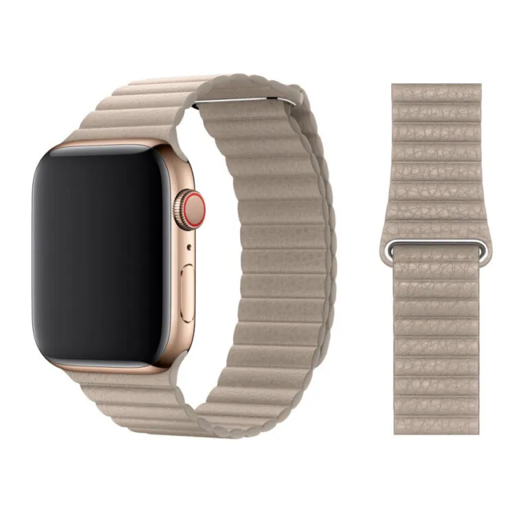 بند چرمی اورجینال Apple Leather Loop مدل Stone مناسب اپل واچ 42/44 میلی متری