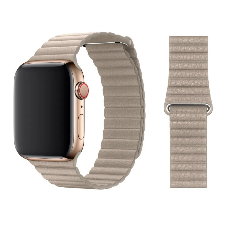 1 بند چرمی اورجینال Apple Leather Loop مدل Stone مناسب اپل واچ 42/44 میلی متری