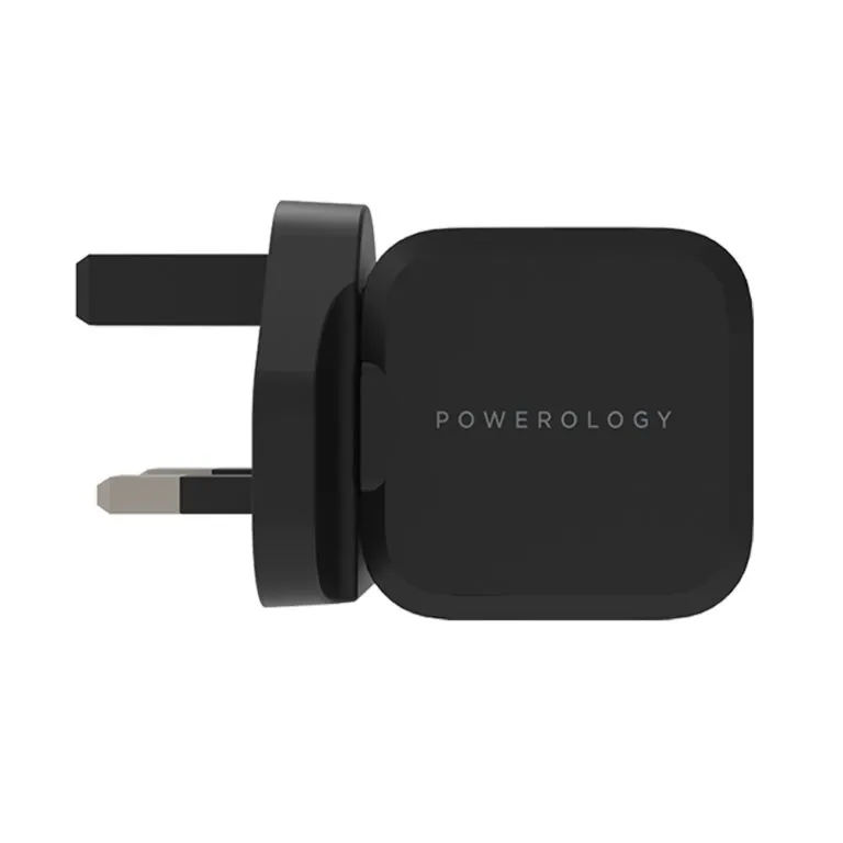 شارژر دیواری 20 وات پاورولوژی مدل Ultra Compact USB-C- سه شاخه