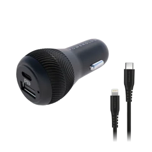 شارژر فندکی پاورولوژی 32 وات مدل Ultra Quick Gan همراه کابل USB-C به لایتنینگ
