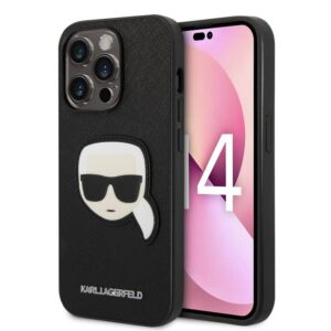 کاور چرمی سی جی کارل لاگرفلد مدل PU Saffiano Embossed Karl's Head مناسب گوشی iPhone14Pro