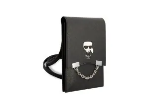 کیف سی جی کارل لاگرفلد مدل Saffiano با لوگوی فلزی Ikonik و زنجیر فلزی