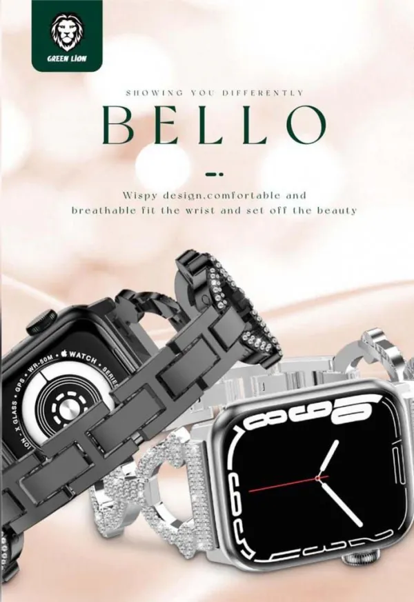 بند نگین دار گرین مدل Bello مناسب اپل واچ 42/44/45 میلی متری بند نگین دار گرین مدل Bello مناسب اپل واچ 42/44/45 میلی متری