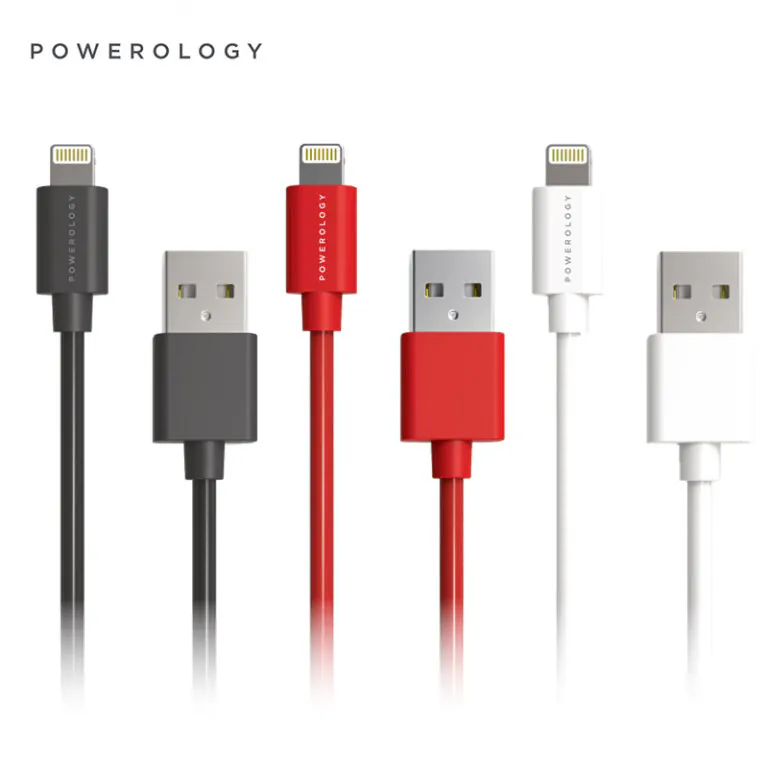 کابل شارژ لایتنینگ پاورولوژی به طول 1 متر و 3 متر (پک دوتایی)
