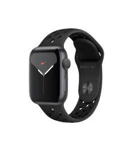 اپل واچ نایکی سری 5 آلومینیوم خاکستری با بند اسپرت سیلیکون مشکی