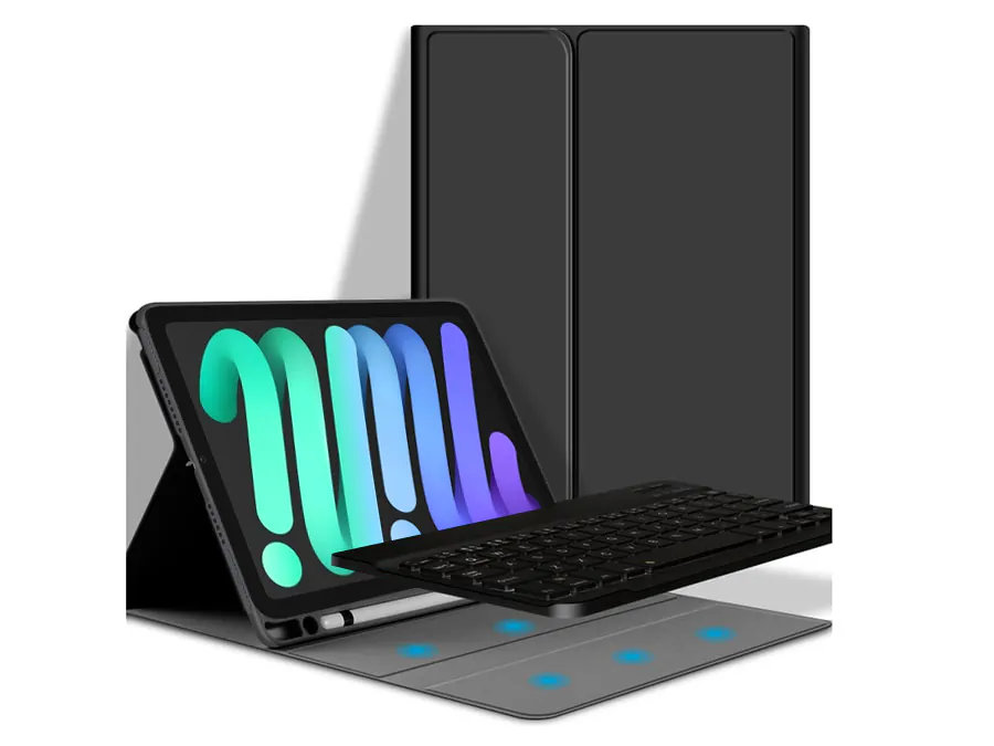 314115 کیبورد وایرلس و کاور چرمی گرین مدل Premium مناسب iPad Mini6 8.3" 2021