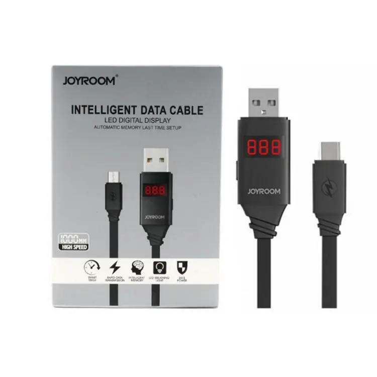 کابل شارژ هوشمند جوی روم Miro-USB مدل LED Digital Display طول 1 متر