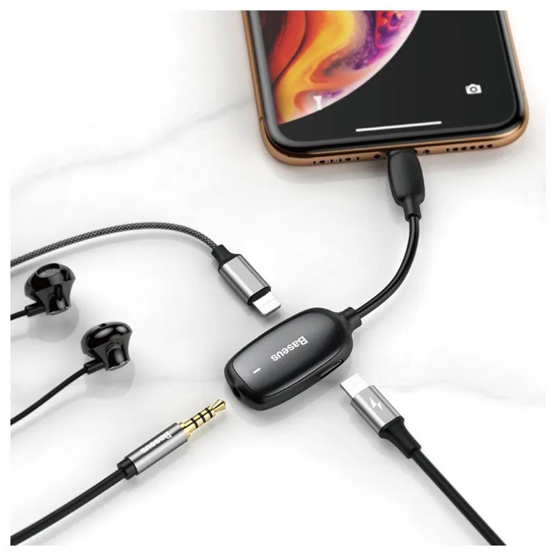 Baseus-L51-3-in-1-Charge-Audio-Lightning-Adapter-Black-6953156288416-07022019-06-p مبدل لایتنینگ به جک 3.5 میلی متر بیسوس Baseus 3 in 1 L51