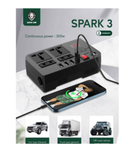 مبدل برق و شارژر داخل خودرو گرین 300 وات مدل Spark 3 Power