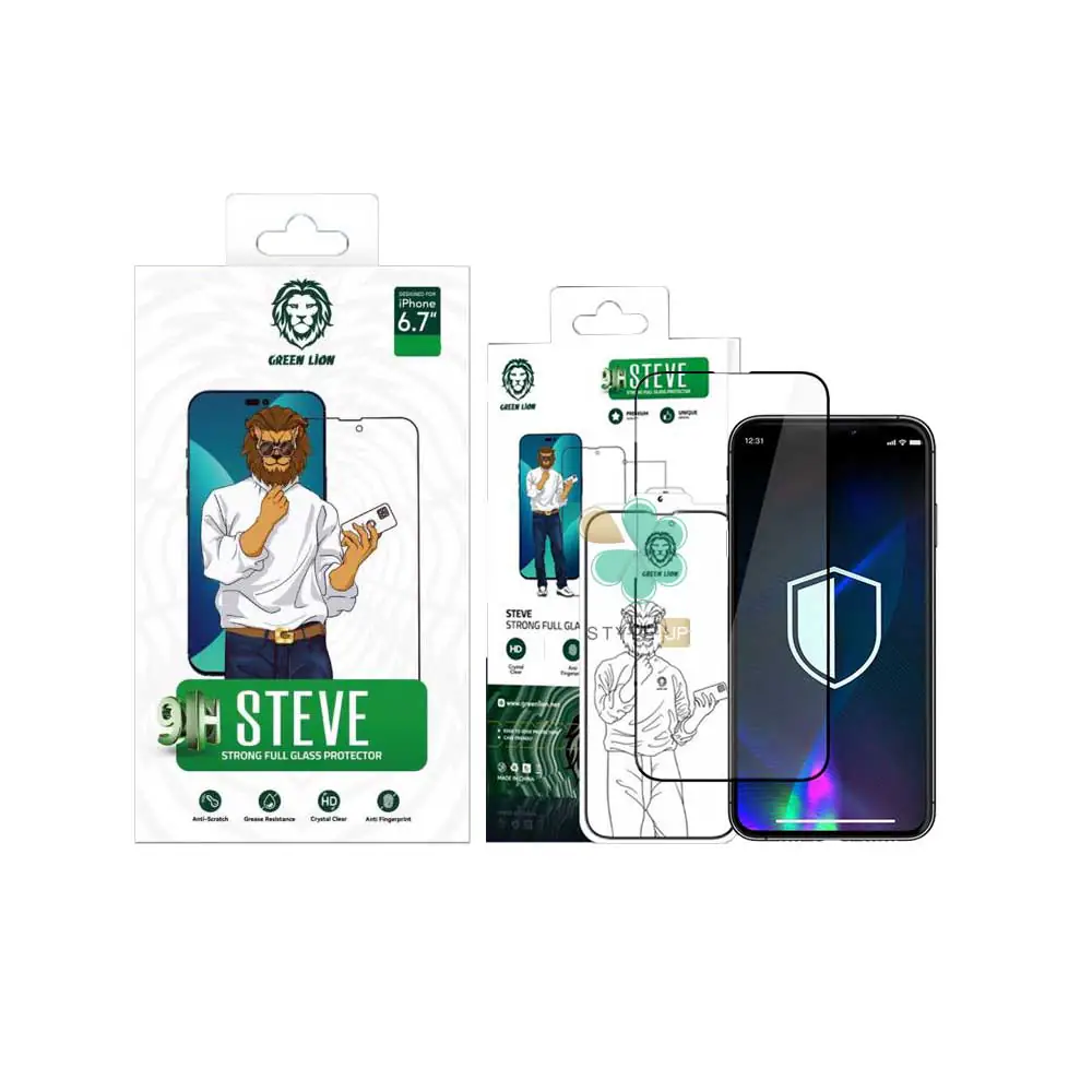Green-Lion-3D-PET-HD-Glass-Screen-Protector-for-Apple-iPhone-14-Pro-6 محافظ صفحه نمایش تمام صفحه گرین مدل 9H Steve مناسب گوشی iPhone14Pro