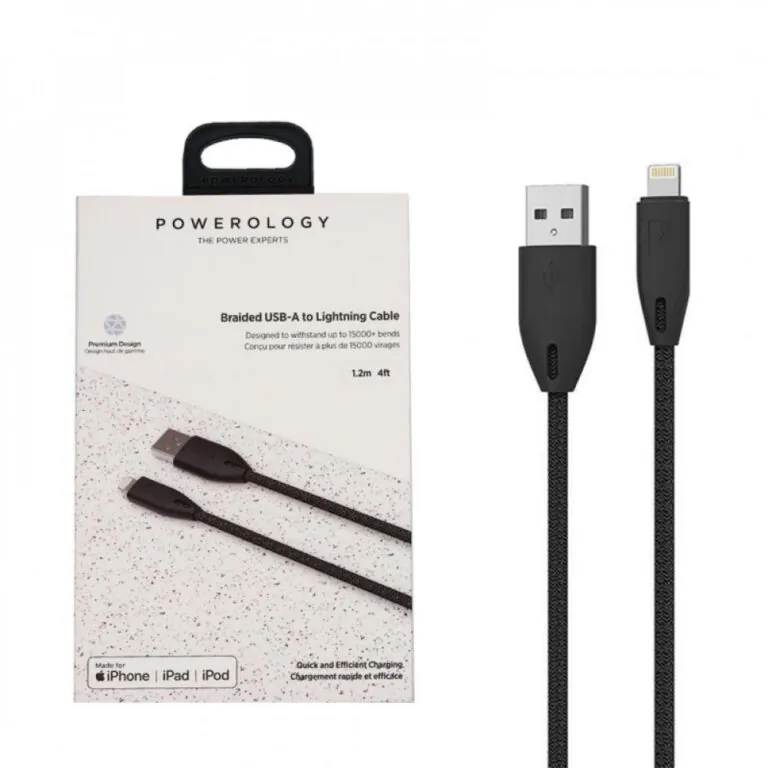 کابل تبدیل USB-A به لایتنینگ پاورولوژی مدل Braided به طول 2 متر