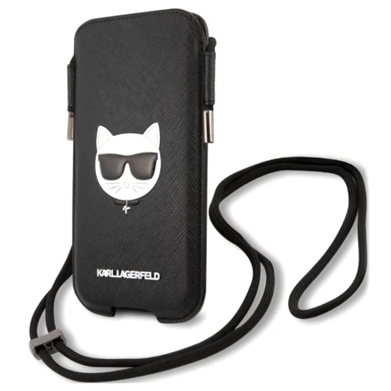 Karl-Lagerfeld-Saffiano-Universal-Pouch-S-M-Choupette-Black-3666339018658-28122021-01-p کیف سی جی کارل لاگرفلد مدل PU Saffiano Choupette's Head مناسب گوشی سایز متوسط
