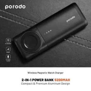 پاوربانک دو کاره porodo با ظرفیت 5200 میلی آمپر ساعت
