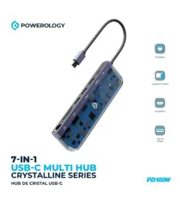 پاورولوژی سری بلوری 7 در 1 هاب چندمنظوره USB-C PD (100W)