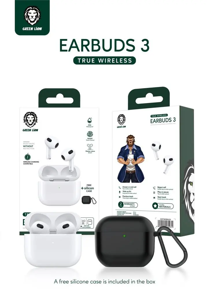 هندزفری-بلوتوث-گرین-لیون-مدل-Earbuds-3-True-wireless-1 هندزفری بلوتوث گرین لان Lion 3