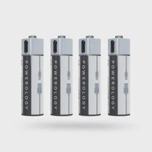 پک 4 تایی باتری قابل شارژ پاورولوجی مدل AAA Lithium-ion همراه کابل