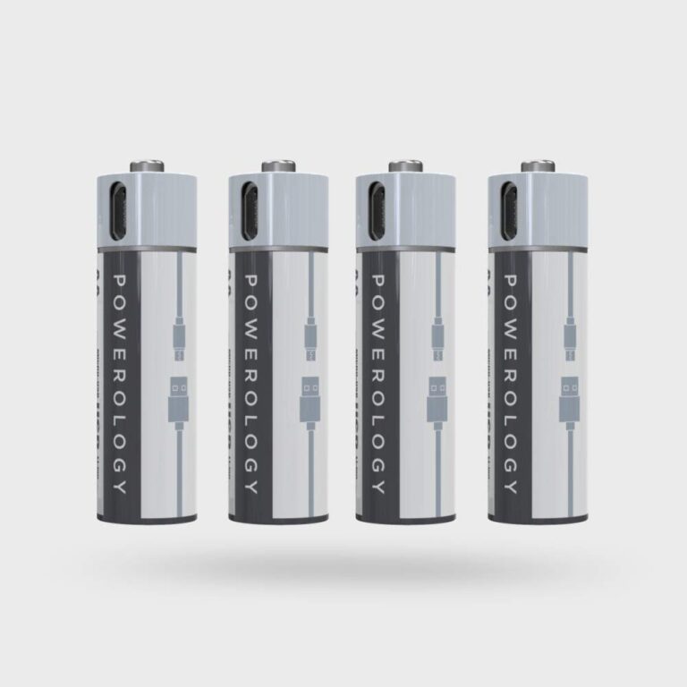 پک 4 تایی باتری قابل شارژ پاورولوجی مدل AAA Lithium-ion همراه کابل