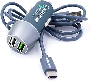 شارژر فندکی ترتل برند 30 وات Dual USB QC همراه با کابل Type-C طول 1 متر