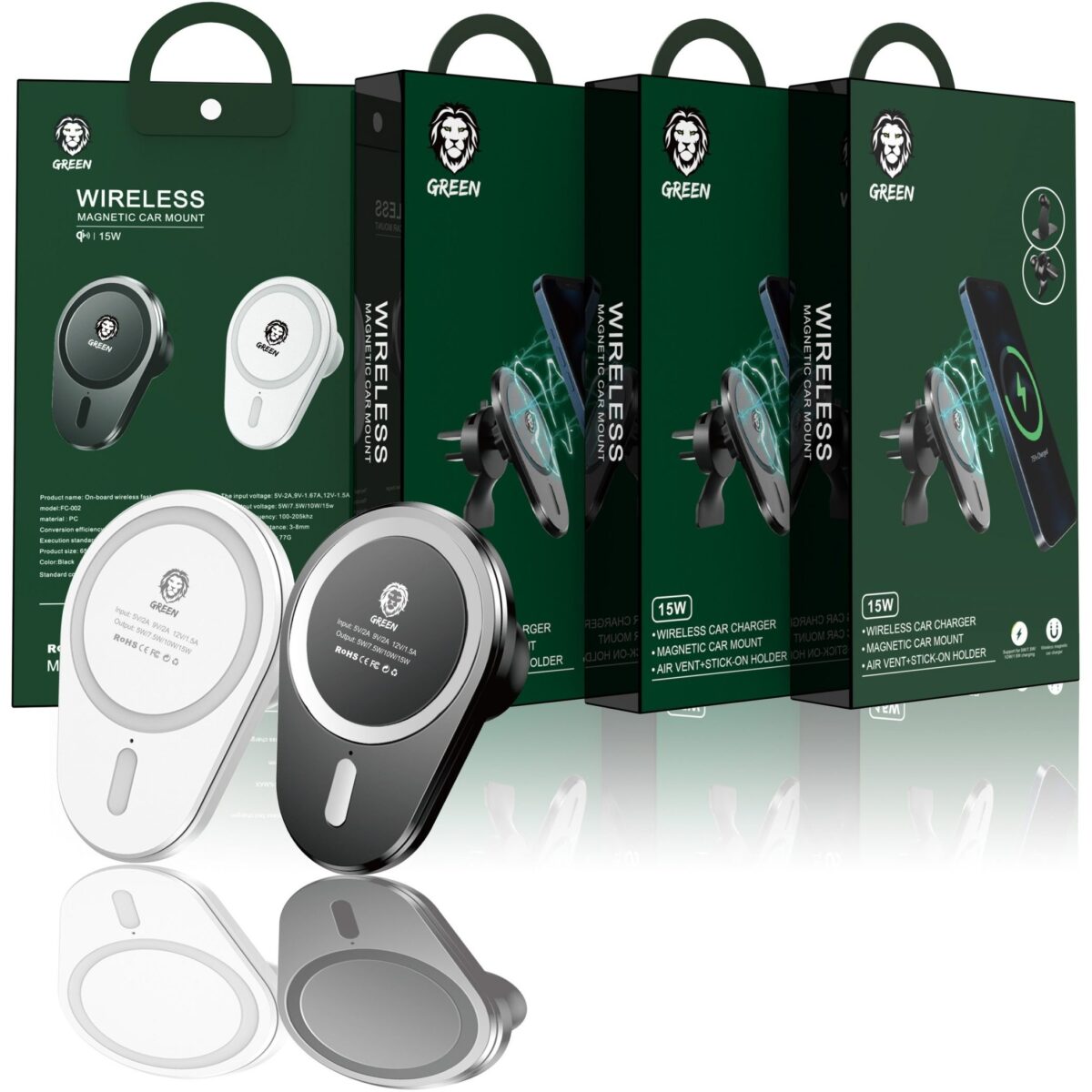 شارژر فندکی 15 وات گرین مدل Transparent Magnetic