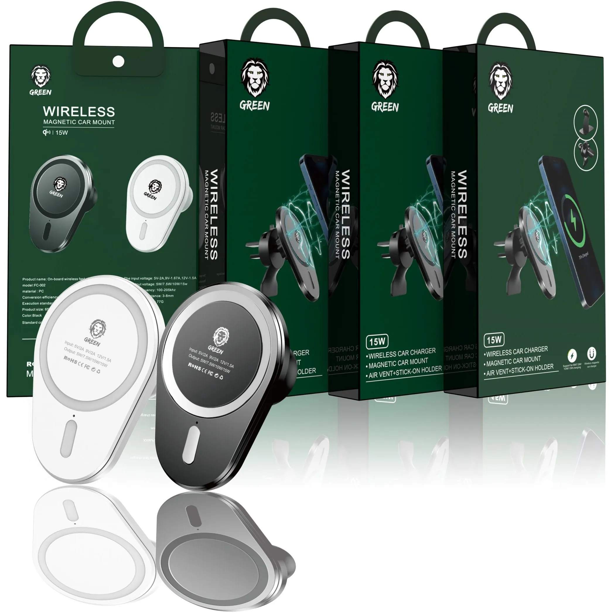 CgZ3zF5Xx_bCts1G شارژر فندکی 15 وات گرین مدل Transparent Magnetic