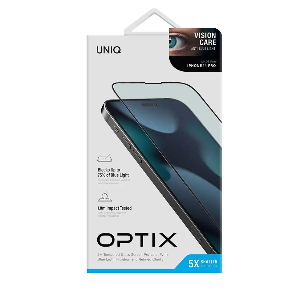 Optix-Screen-Protector-Packaging-VisionCare-iPhone-14-Pro محافظ صفحه نمایش یونیک مدل Vision Care مناسب iPhone14ProMax - اپل گلشن