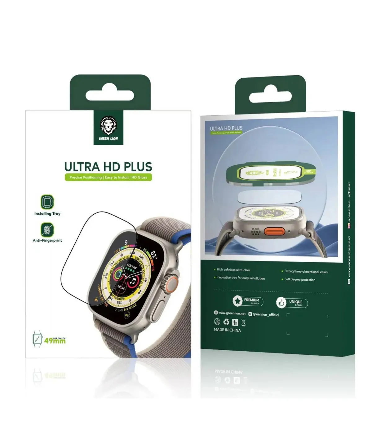 green-lion-ultra-hd-plus-watch-glass-apple-watch-ultra-49mm محافظ صفحه نمایش گرین مدل Ultra HD Plus مناسب اپل واچ 49 میلی متری