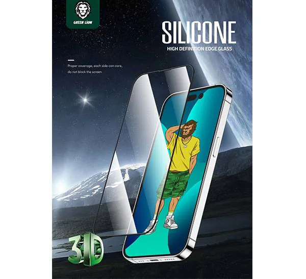 greenlion-GN3DSHD14PM-easymarket-01 محافظ صفحه نمایش گرین مدل 3D Silicone+ HD مناسب گوشی iPhone14