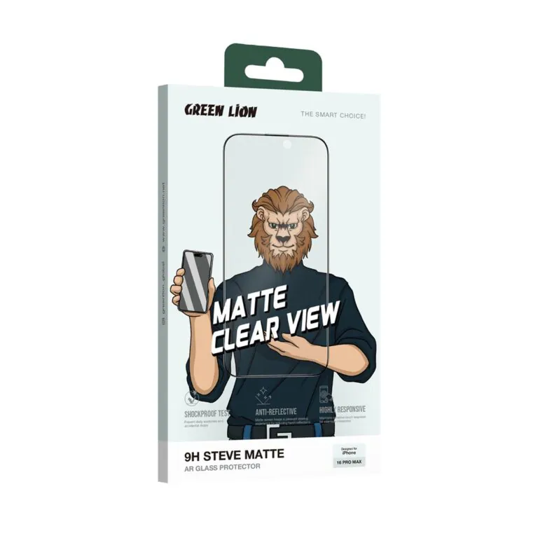 محافظ صفحه نمایش GREEN مدل LiON 9H Steve مناسب iPhone 16Pro - Clear, بدون گارانتی