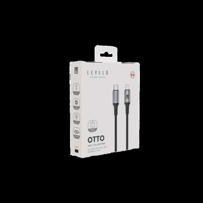 کابل LEVELO مدل Otto USB-C to Lightning Saffiano Leather - Black, ۷ روز ضمانت تعویض کالا