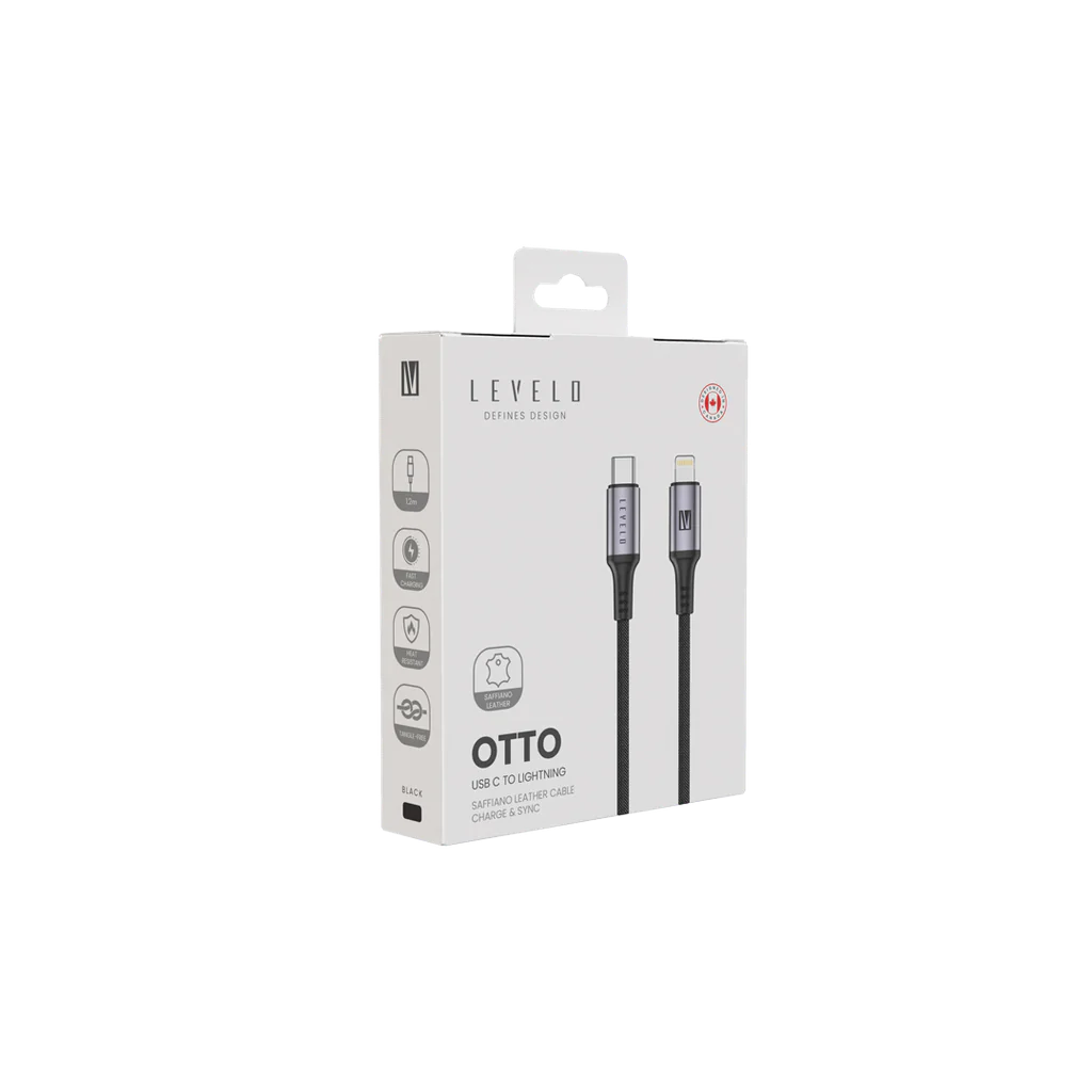 کابل LEVELO مدل Otto USB-C to Lightning Saffiano Leather - Black, ۷ روز ضمانت تعویض کالا کابل LEVELO مدل Otto USB-C to Lightning Saffiano Leather - Black, ۷ روز ضمانت تعویض کالا