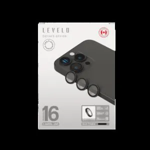 محافظ لنز دوربین LEVELO مدل Trio مناسب iPhone 16ProMax - Black Titanium, بدون گارانتی