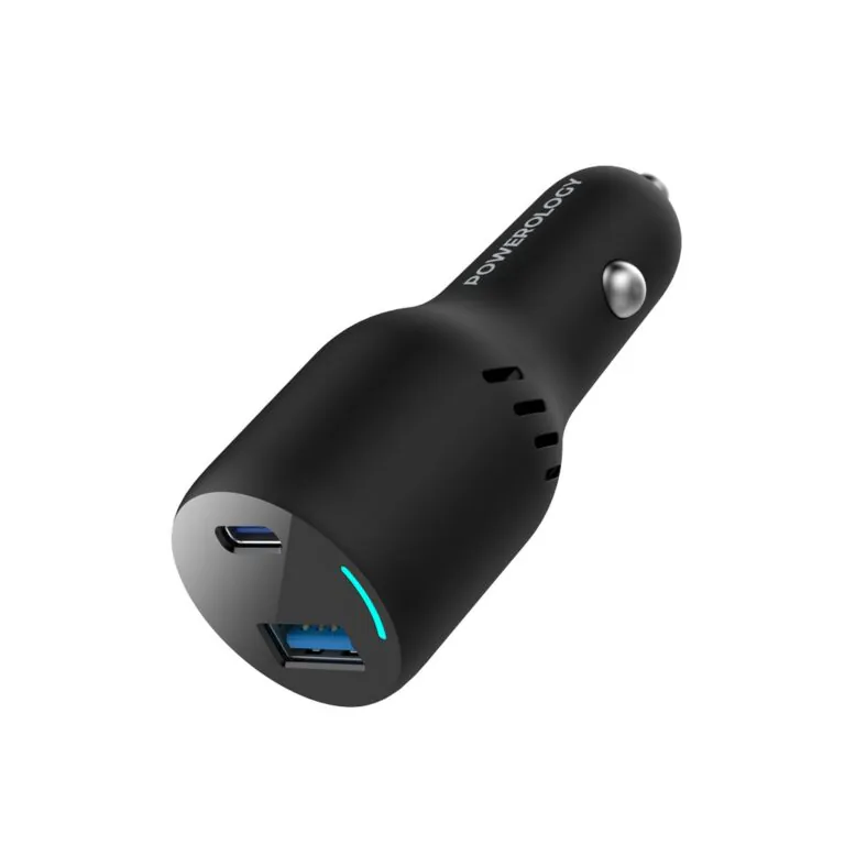 شارژر فندکی Powerology مدل Dual Port Car Charger (65W) - Black, ۷ روز ضمانت تعویض کالا