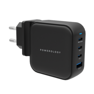 شارژر Powerology مدل Triple PD Gan Charger (100W) - Black, ۷ روز ضمانت تعویض کالا