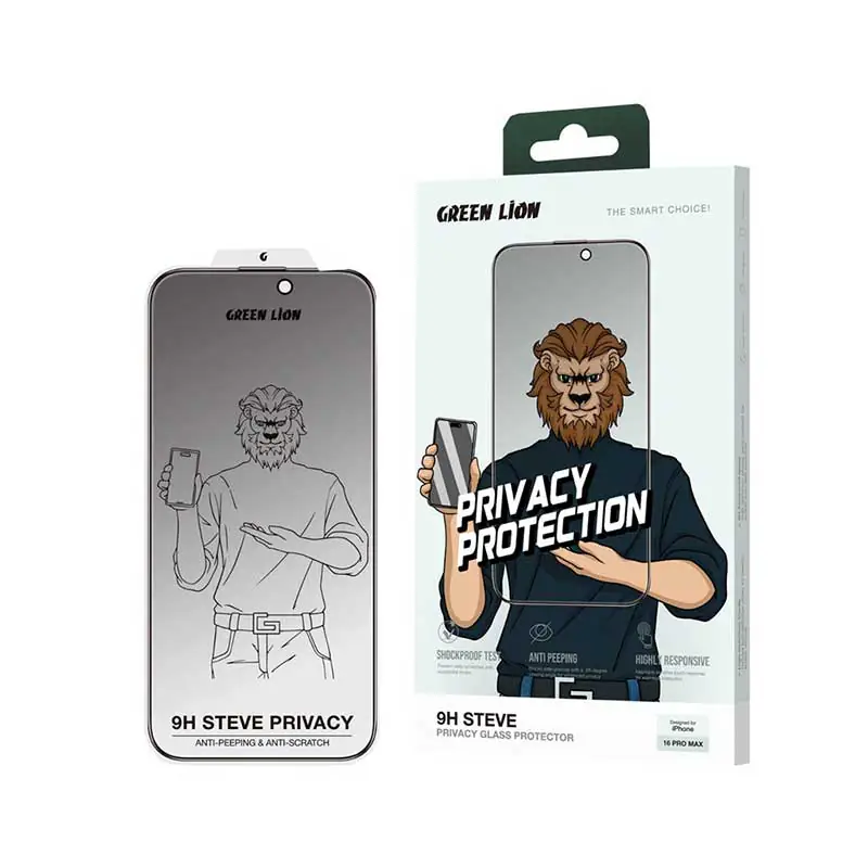 محافظ صفحه نمایش GREEN مدل LiON 9H Steve مناسب iPhone 16ProMax - Privacy, بدون گارانتی محافظ صفحه نمایش GREEN مدل LiON 9H Steve مناسب iPhone 16ProMax - Privacy, بدون گارانتی