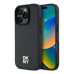 کاور DKNY مدل Repeated Pattern MagSafe +Stack Logo مناسب iPhone 16ProMax - Black, گارانتی اصالت و سلامت فیزیکی کالا