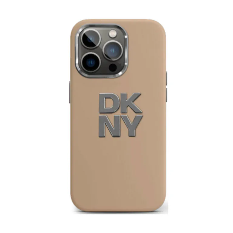 کاور DKNY مدل Liquid Silicone +Metal Logo مناسب iPhone 16ProMax - Beige, گارانتی اصالت و سلامت فیزیکی کالا