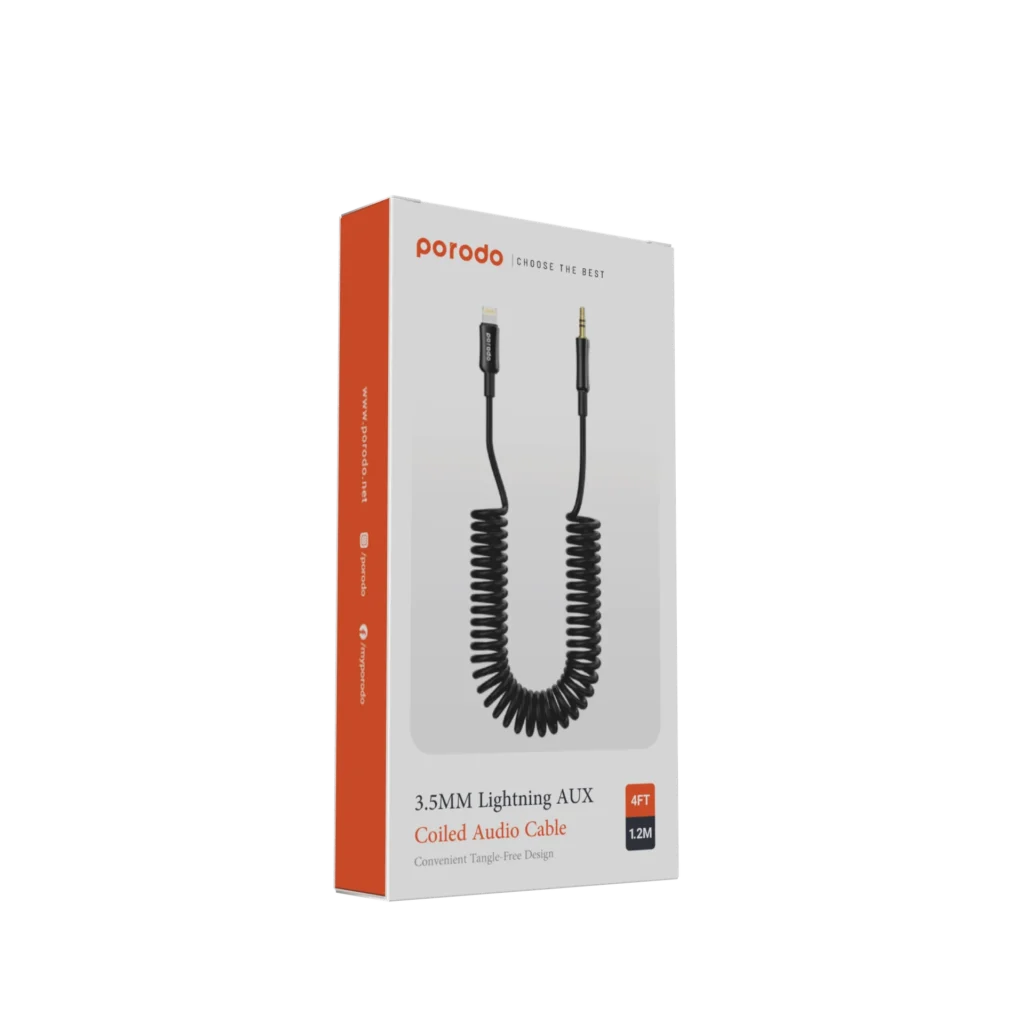 کابل فنری AUX به Lightning برند Porodo
