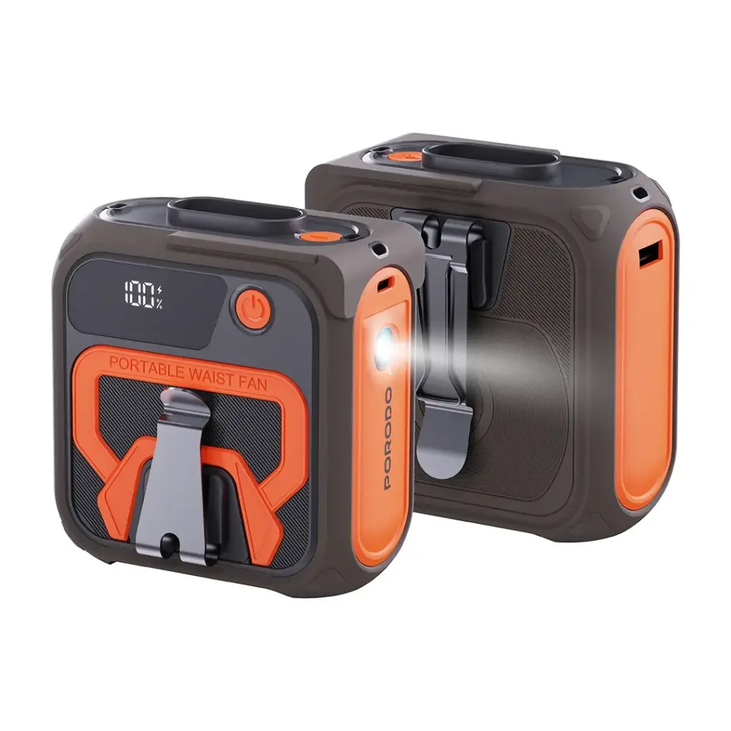 19940 فن خنککننده چندکاره با چراغ و پاوربانک Porodo ظرفیت 10000 میلیآمپر