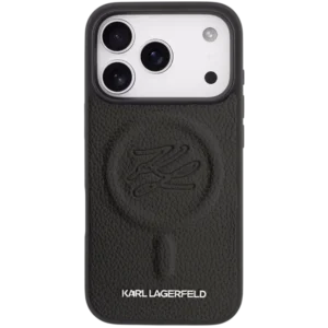 کاور KARL LAGERFEILD مدل MagSafe PU Leather + Initial Deboosed Logo مناسب iPhone 17 Pro