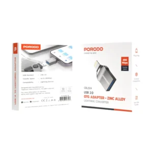 مبدل USB 3.0 OTG Porodo مدل CBL023 آلیاژ روی USB-A to Type-C