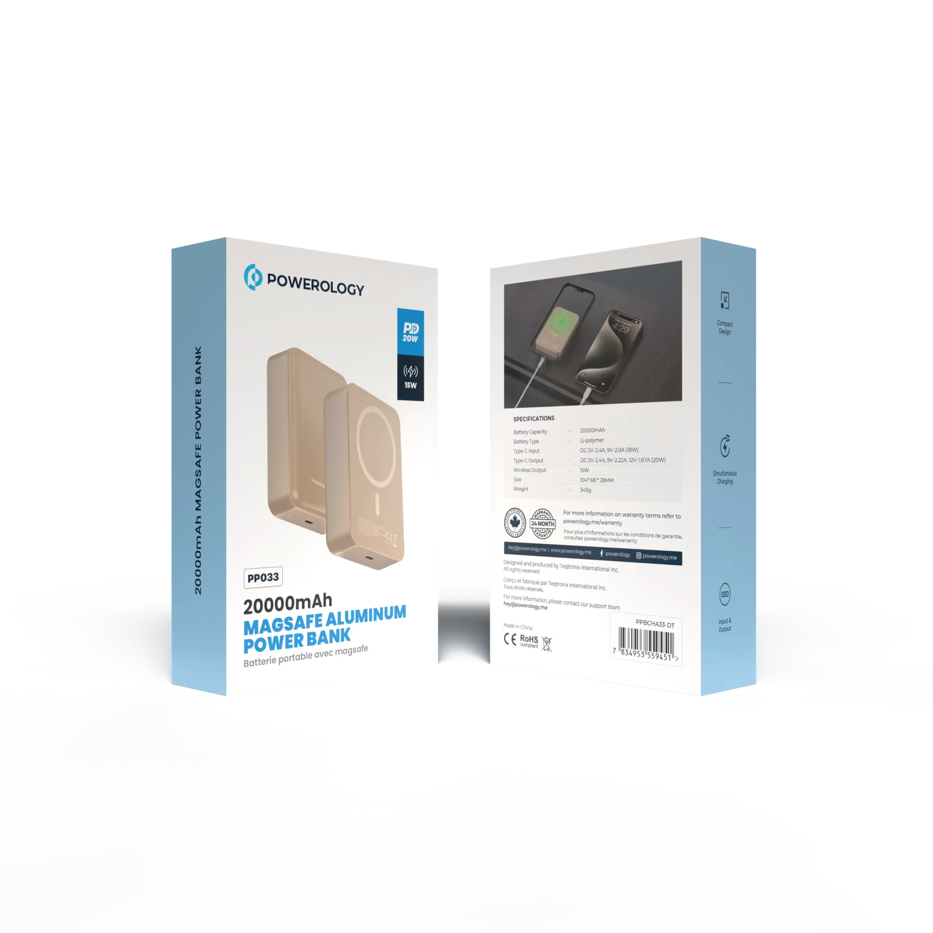 20257 پاوربانک مگ سیف POWEROLOGY 20000mAh