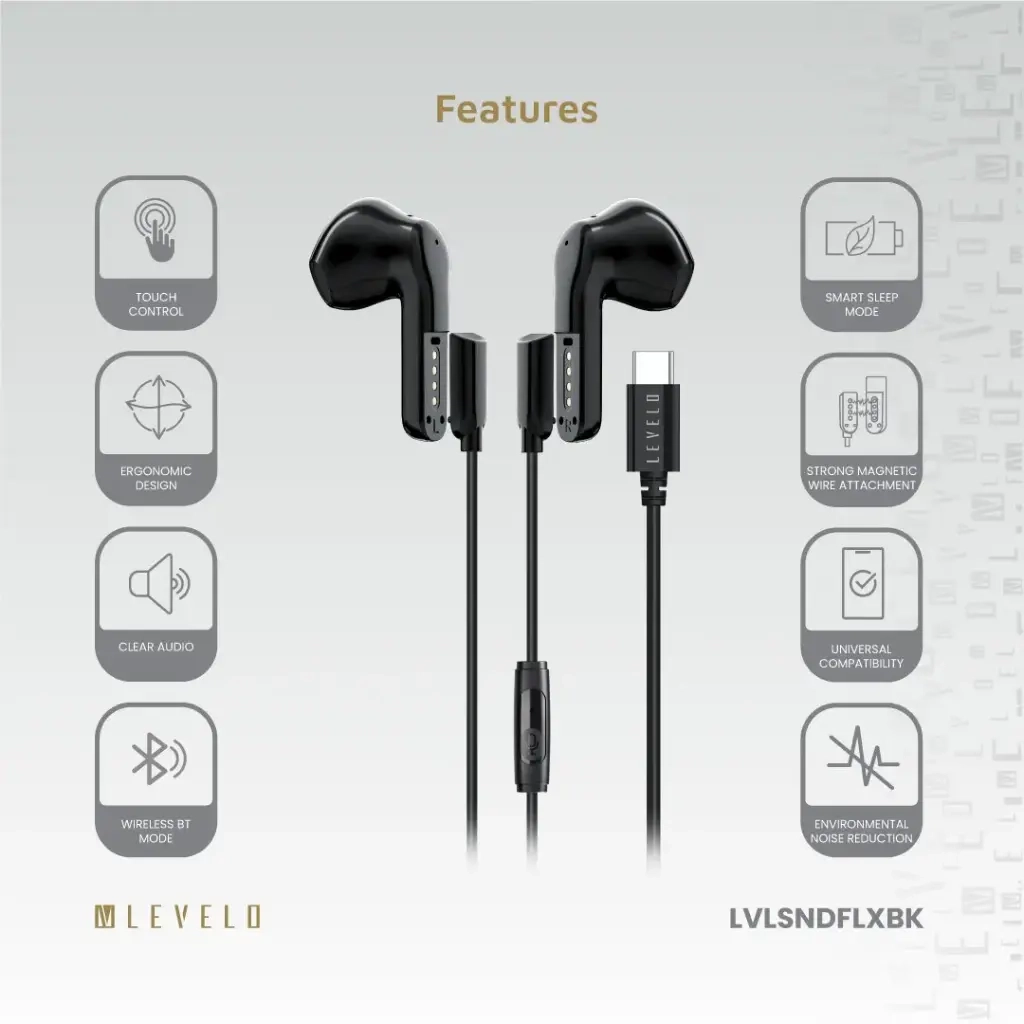 20268 ایرفون 2-in-1 (سیمی و بیسیم) LEVELO مدل SoundFlex TWS & Wired