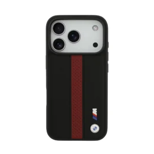 کاور BMW مدل PU Leathe with Perforated Stripes & Metal Logos مناسب iPhone 17ProMax