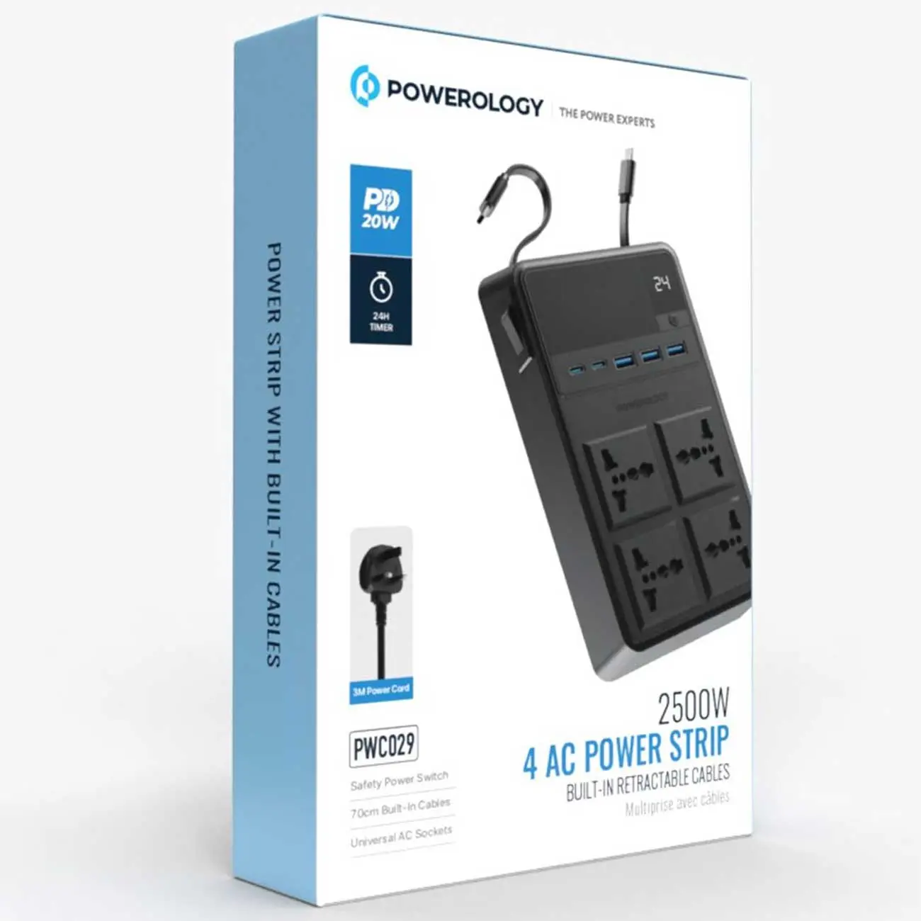 20526 چندراهی برق POWEROLOGY PWC029 4AC 2500W 20W PD