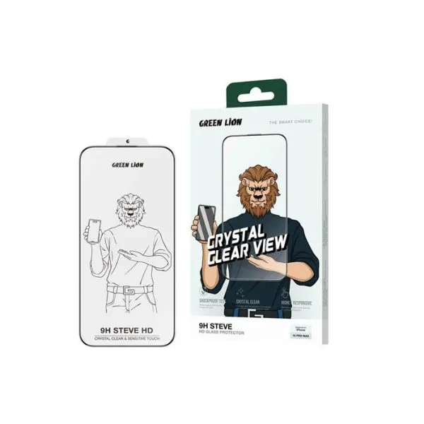 محافظ صفحه نمایش GREEN مدل LiON 9H Steve مناسب iPhone 16ProMax - Clear, بدون گارانتی